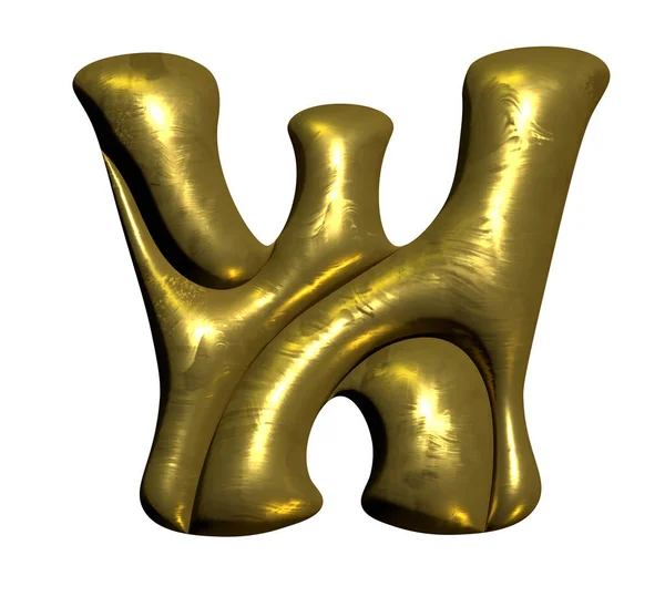 光沢のあるゴールドバルーン金属文字W資本金 3Dクリップ — ストック写真