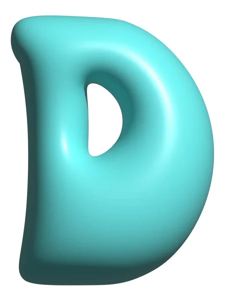 蓝色气球字母D大写字母 3D字母显示字体 — 图库照片