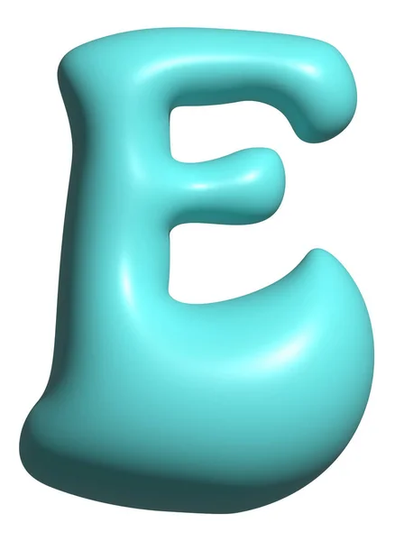 蓝色气球字母E大写字母 3D字母显示字体 — 图库照片