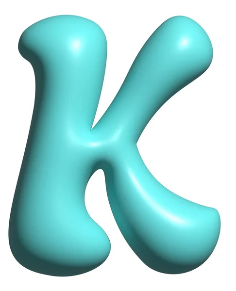 青い風船文字K資本金 3Dアルファベット表示フォント — ストック写真