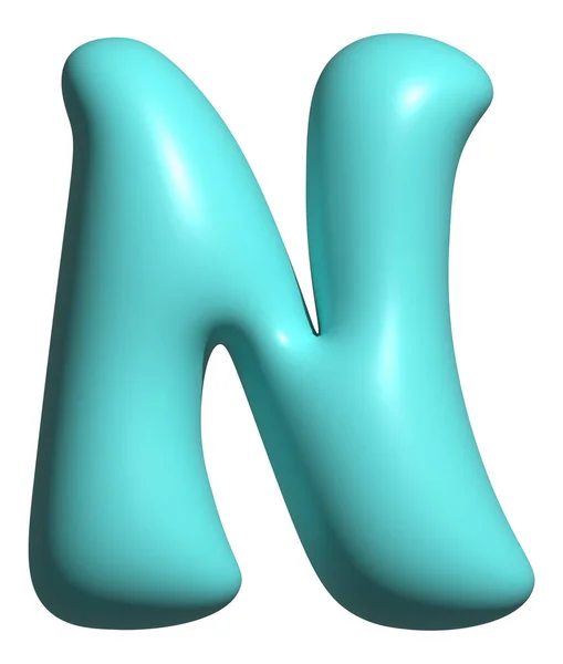 蓝色气球字母N大写字母 3D字母显示字体 — 图库照片