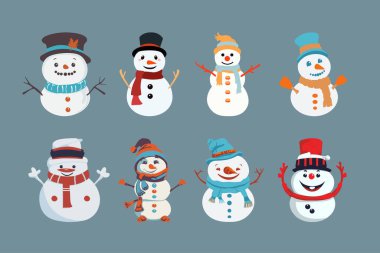 Jolly Snowman Vektörleri - Kış Tasarımları için Sevimli Clipart