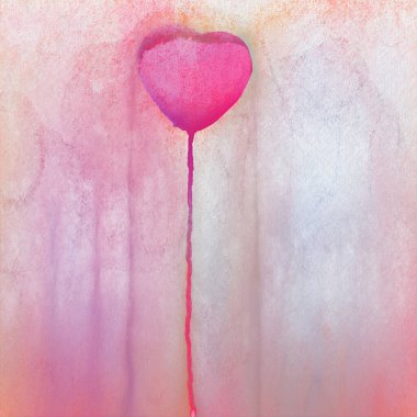 Açan Aşk, Suluboya Kalp Arkaplan, Dijital Resim