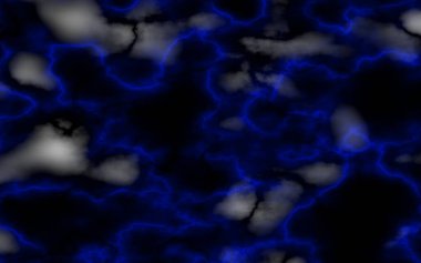 Siyah mermer taş dokusu. Mermer granit zemin ve duvar seramik döşeme desenleri. Siyah arka planda soyut mavi elektrik yıldırımı çizgileri. Bulutlar gökyüzü, bulutlu gökyüzü, şimşek, şimşek, kar, şimşek ve fırtına.