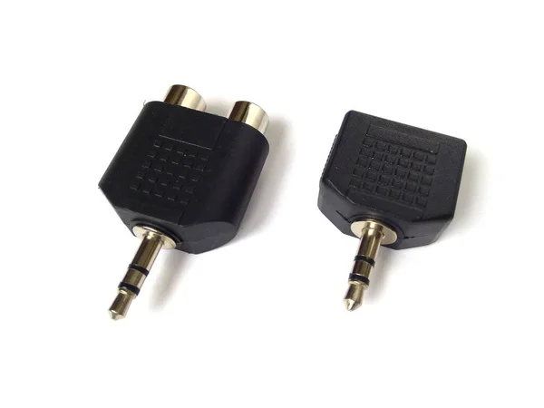 Audio Jack Adapter Isolated White Background Close Stereo Connector — Stock Photo, Image