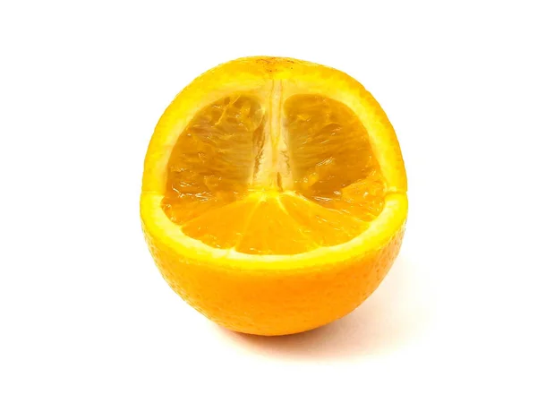 Närbild Mogen Apelsin Frukt Isolerad Vit Bakgrund — Stockfoto