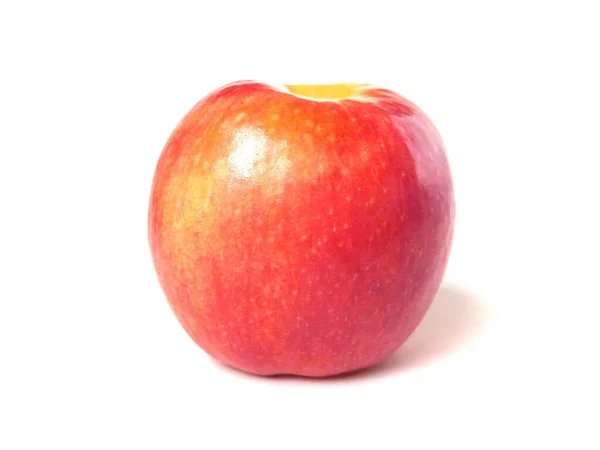 Närbild Rött Skal Äpple Isolerad Vit Bakgrund — Stockfoto