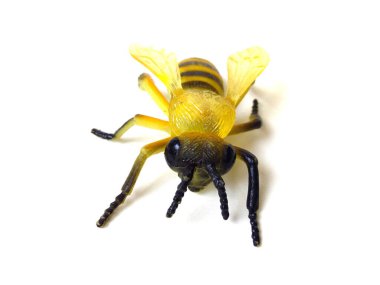 Lastik arı oyuncağını kapat. Beyaz arka planda izole edilmiş çocuklar.