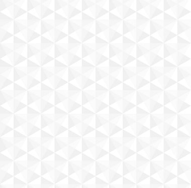 Soyut geometrik şekil dikişsiz model arkaplan vektörü. Beyaz 3d küpler, altıgenler, tekrarlayan üçgenler.
