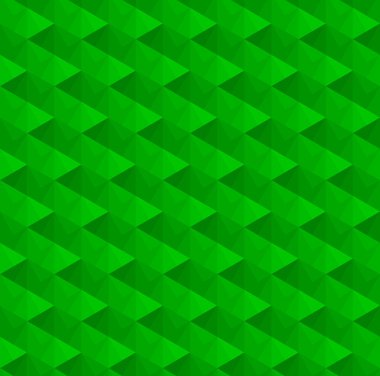 Soyut geometrik şekil dikişsiz model arkaplan vektörü. Yeşil 3D elmaslar, eşkenar dörtgen, tekrar eden diş izi..