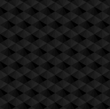 Soyut geometrik şekil dikişsiz model arkaplan vektörü. Siyah 3D elmaslar, eşkenar dörtgen, altıgenler tekrarlanan desen.