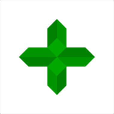 Beyaz arkaplan vektöründe yeşil haç simgesi izole edildi. 3d artı logo tasarımı.