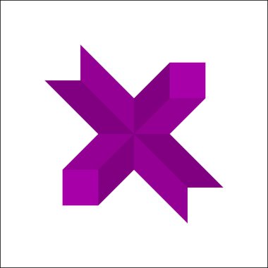 3d okları beyaz arkaplan vektöründe izole edilmiş simge logosunu çaprazlar. Mor çarpım sembolü tasarımı.