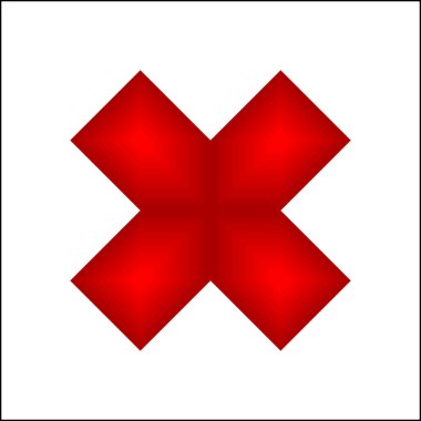 Beyaz arkaplan vektöründe 3d Cross simgesi logosu izole edildi. Kırmızı çarpma sembolü tasarımı.