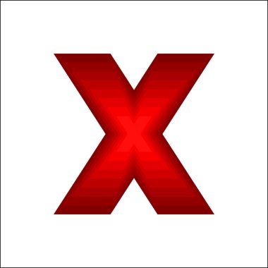 Kırmızı x harfi logosu beyaz arka plan vektöründe izole edildi. 3d geometrik şekil sembolü tasarımı.
