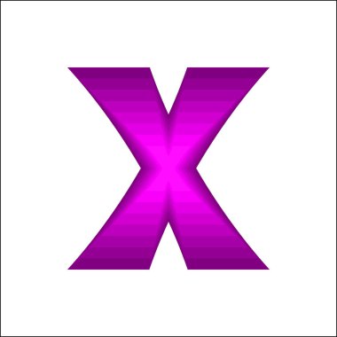 Mor x harfi logosu beyaz arkaplan vektöründe izole edildi. 3d geometrik şekil sembolü tasarımı.