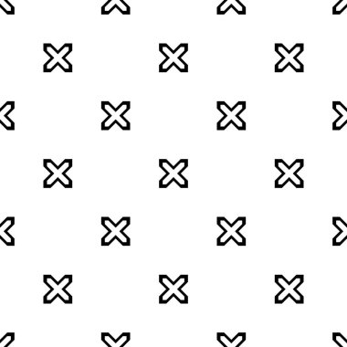 Beyaz arkaplan vektöründe çapraz simge logosu kusursuz desen. Geometrik şekil sembolü tekrar eden kalıp tasarımı.