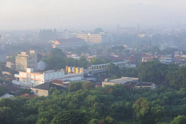 View Residential Area Foggy Morning Due Air Pollution Bekasi East — стокове фото