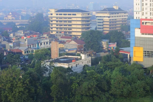 View Residential Area Foggy Morning Due Air Pollution Bekasi East — ストック写真