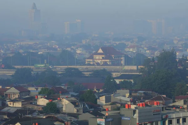 View Residential Area Foggy Morning Due Air Pollution Bekasi East — 스톡 사진