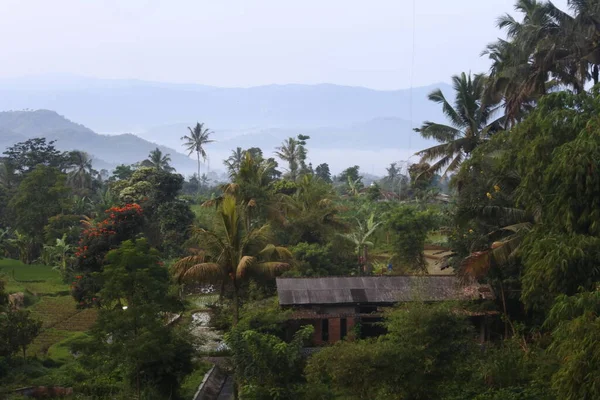 Vista Majestosa Paisagem Sukabumi Java Ocidental Indonésia — Fotografia de Stock
