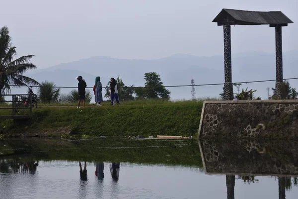 Vista Pequeno Lago Paisagem Sukabumi Java Ocidental Indonésia — Fotografia de Stock