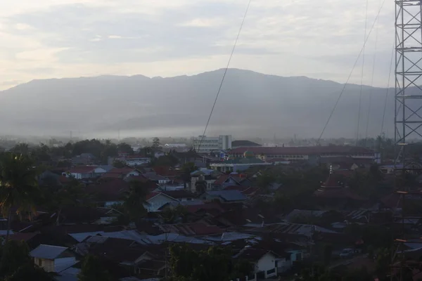 View Rows Houses Buildings City Padang Morning Little Fog West —  Fotos de Stock