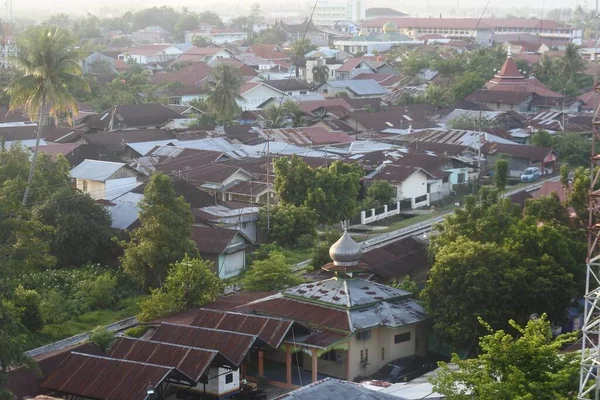 View Rows Houses Buildings City Padang Morning Little Fog West — стокове фото