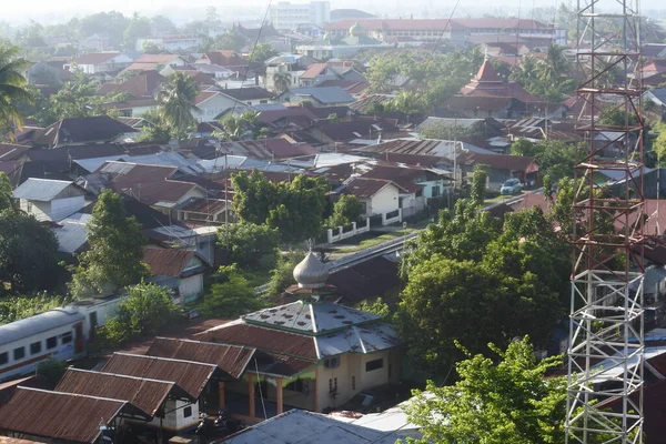 View Rows Houses Buildings City Padang Morning Little Fog West — Fotografia de Stock