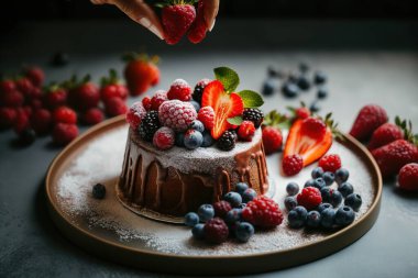 Meyveli ve çikolatalı cheesecake. 