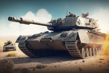 Ağır savaş tankı, savaşa hazırlanıyor.