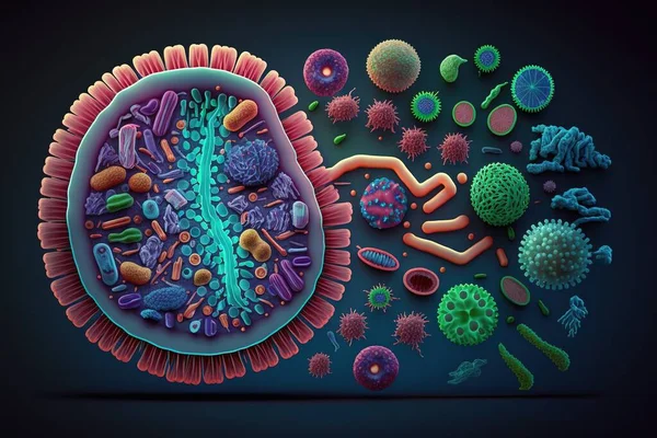 Кишечная Микробиота Красочная Концепция Иллюстрации — стоковое фото