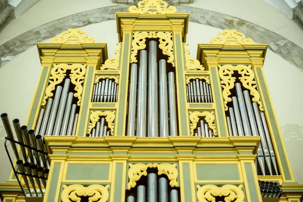 Órgano Mayor Una Iglesia Barroca Para Tocar Música Religiosa Durante — Foto de Stock