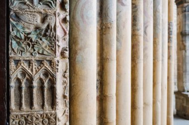 Detail of the main portico of the church of Santa Maria de la Real de Olite, Navarra.