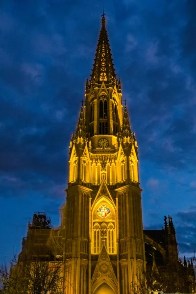 Cathedral San Sebastian Illuminated Night Ghostly Way — Foto Stock