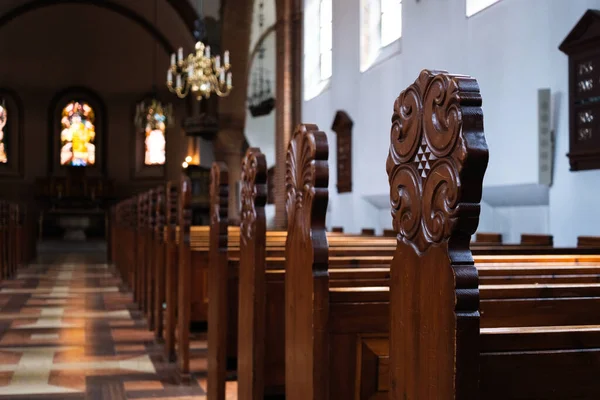 Interieur Van Een Mooie Eenvoudige Protestantse Kerk Een Deense Stad — Stockfoto