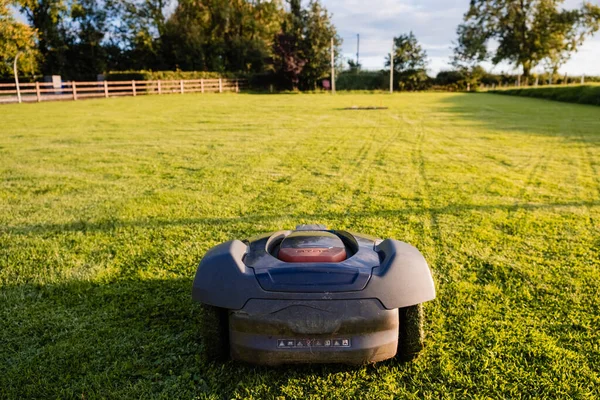 May Ireland August 2023 Advanced Automatic Lawn Mower Utilizes Robotics Royalty Free Stock Images