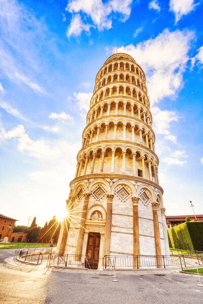 Pisa Leaning Tower Torre di Pisa at Sunrise, Pisa, Italy 