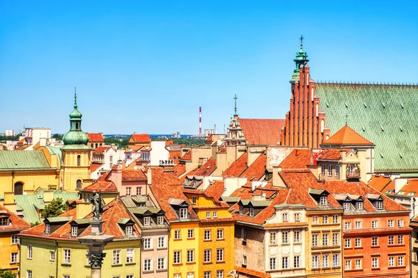 stock image Warsaw Old Town Aerial view during Sunny Summer Day with Blue Sky, Poland