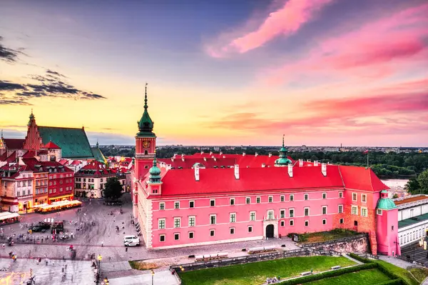 Warszawa Old Town Air Вид Під Час Яскравого Заходу Сонця — стокове фото
