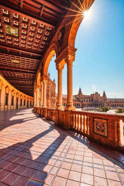 Plaza Espana Sevilla Solnedgången Andalusien Spanien Stockfoto
