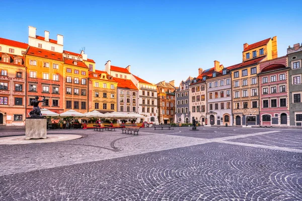 Oude Stadsplein Warschau Tijdens Een Zonnige Dag Polen Stockfoto