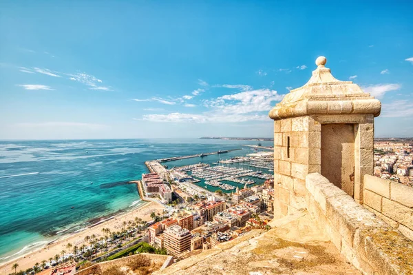 Castelo Santa Barbara Com Vista Aérea Alicante Panorama Alicante Espanha Imagens Royalty-Free