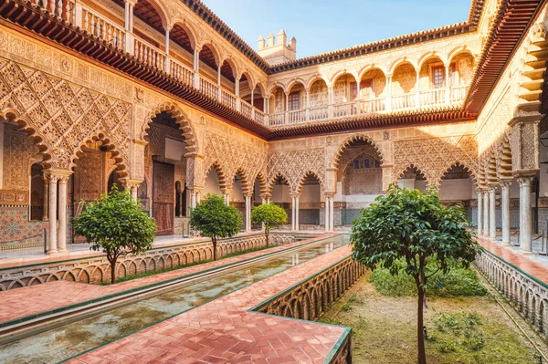 Courtyard Royal Alcazar Seville Real Alcazar Sevilla Siviglia Spagna Immagini Stock Royalty Free