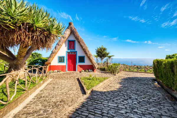 Casas Tradicionais Madeira Durante Dia Ensolarado Portugal Imagens Royalty-Free