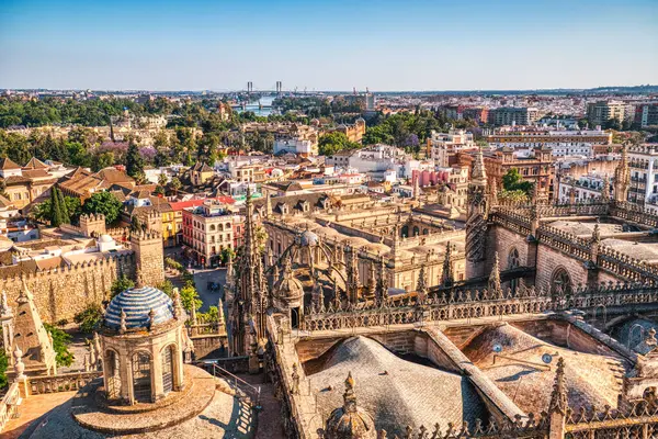 Sevilla Aerial View Seville Cathedral Other Famous Places Beautiful Sunny Stock Obrázky