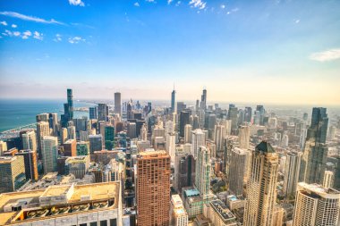 Chicago Havacılık Skyline Manzarası Güneşli bir günde, Illinois