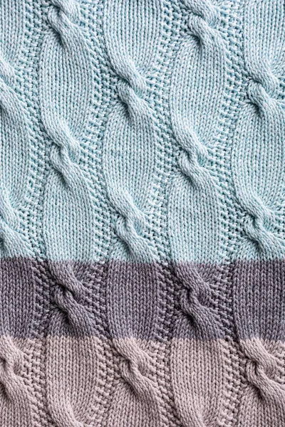 Unusual Abstract Turquoise Gray Knitted Pattern Background Texture Top View — Stock Photo, Image
