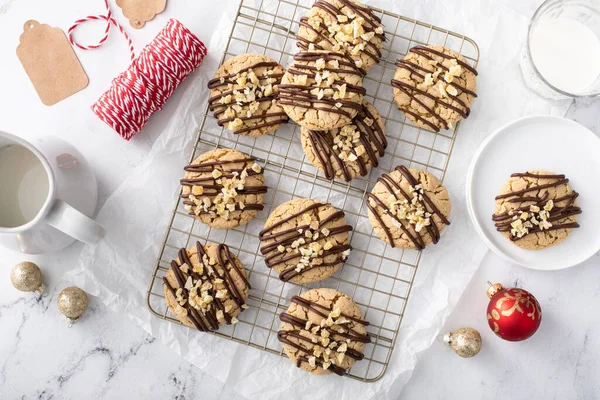 Candied Ginger Cookies Drizzled Chocolate Glaze Christmas Cookies — Stock Photo, Image