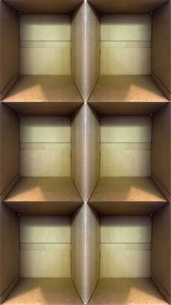 Altı boş karton kutu arkaplanı.